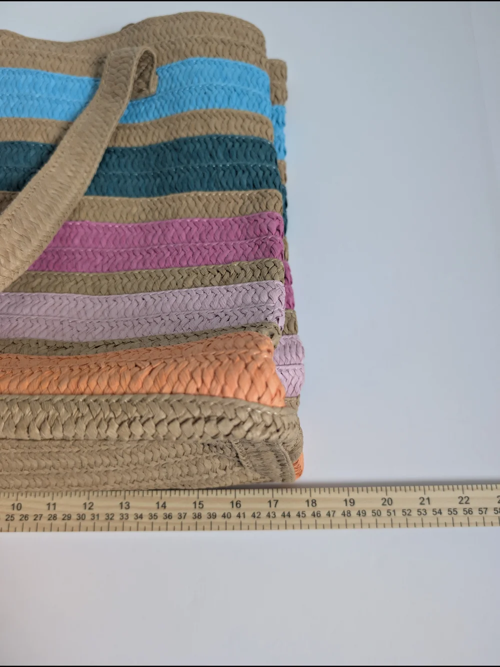 Live in Style Striped Multicolor Woven Beach Tote Bag - Picture 3 of 5